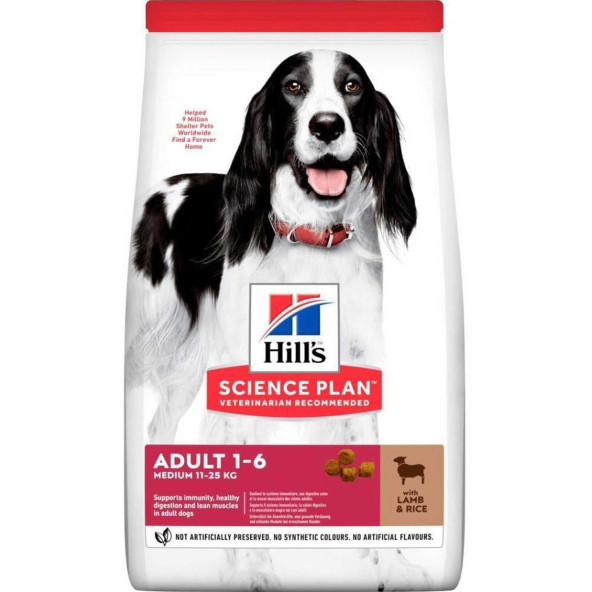 Hills medium adult 14kg köpek orta ırk kuzu pirinç yetişkin köpek maması lamb rice ürün görseli 1