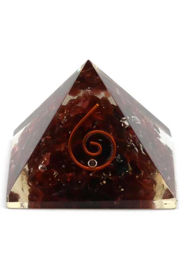 Garnet - Lal Taşından Orgonit Piramit - Resim 2