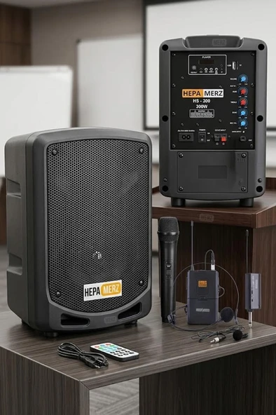 Hepa Merz HS-300EX Taşınabilir Şarjlı Ses Sistemi Çift Mikrofonlu Bluetooth Usb 6.5 İNÇ 300W ürün görseli 1