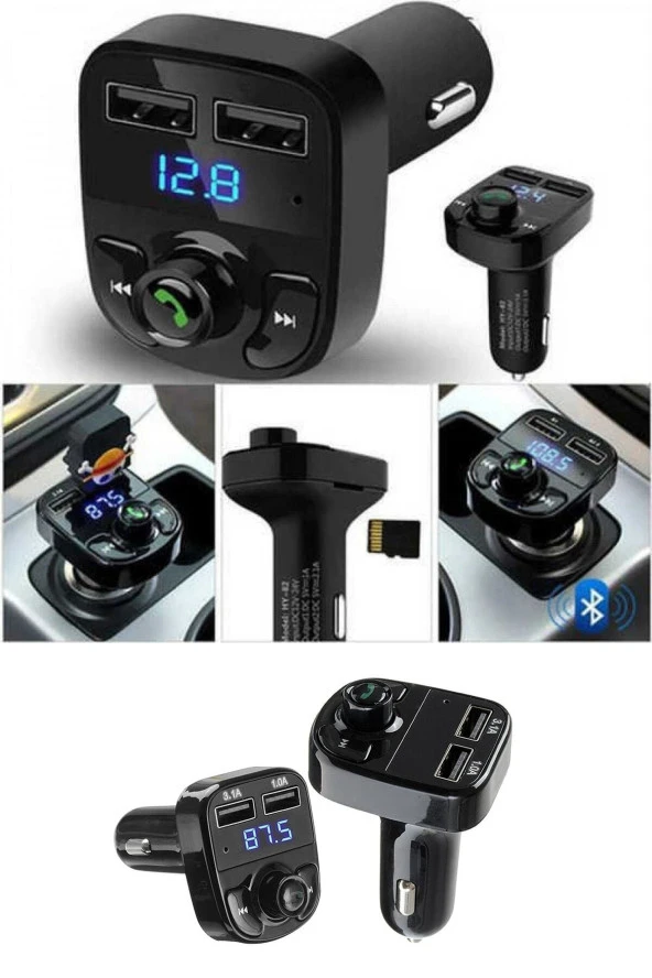 Car X8 Araç Fm Transmitter Bluetooth Usb Mp3 Sd Kart Çakmaklık Girişli Oto Müzik Çalar Kiti ürün görseli 1