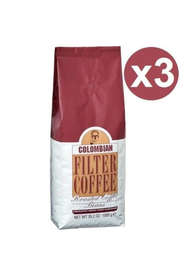 Mehmet Efendi Colombian Çekirdek Kahve 1000gr x 3 Adet ürün görseli 1