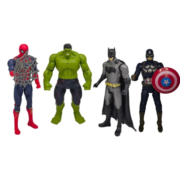 Prestij Oyuncak Dörtlü Kutulu Kahraman Seti FAB.1622, Batman Örümcek Adam Hulk Kaptan Amerika Figür Oyuncak ürün görseli 1