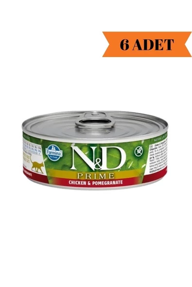 N&D Prime Tahısız Tavuk & Nar Yetişkin Kedi Yaş Maması 70 Gr x 6 Adet ürün görseli 1
