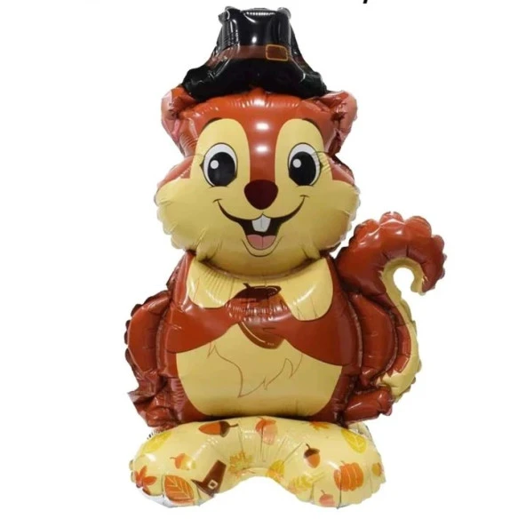 Ayaklı Şapkalı Sincap Folyo Balon 63,5x39 cm ürün görseli 1