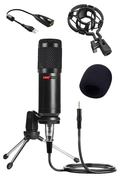 Lastvoice BM800 Full Black Stüdyo Twitch Yayıncı Mikrofonu (Mini Tripod + 7.1) ürün görseli 1