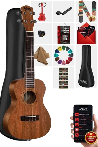 Midex CT-24MC Set Maun Concert Ukulele (Metod Nota Sticker Askı Pena) ürün görseli 1