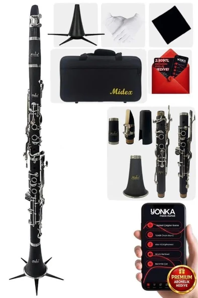 Midex BNS-4000 Pak Sol Klarnet 4 Yüzüklü Standlı Full Set ürün görseli 1