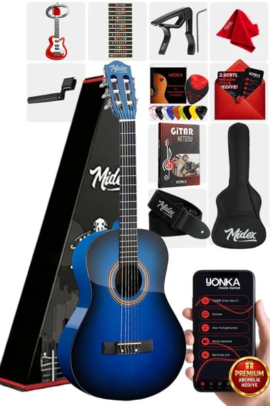 Midex CG-270BL Klasik Gitar 4/4 Yetişkin Boy Sap Ayarlı Full Set ürün görseli 1