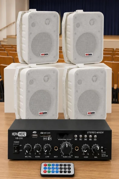 Lastvoice Ekonomi Wall Paket-4W Anfi ve Duvar Hoparlörü Seti (1 ANFİ + 4 HOPARLÖR) ürün görseli 1