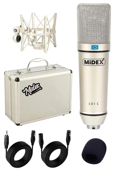 Midex CX1 Profesyonel Condenser Stüdyo Ses Kayıt Mikrofon Seti Hardcase ile Full Set ürün görseli 1