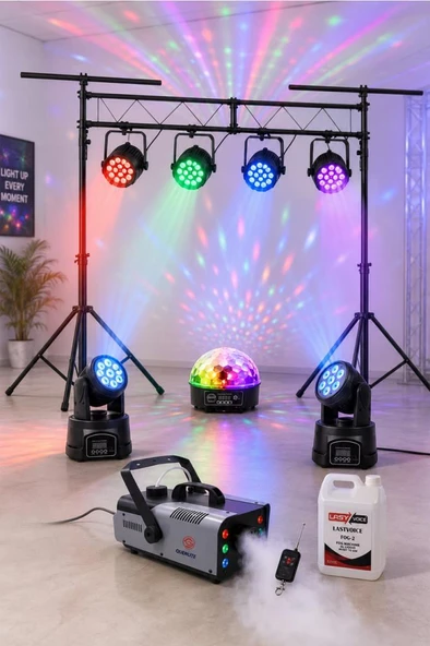 Quenlite Sahne Işık Sistemi Start Paket-4 (Stand Top Küre Led Par Robot Strobe Sis) ürün görseli 1