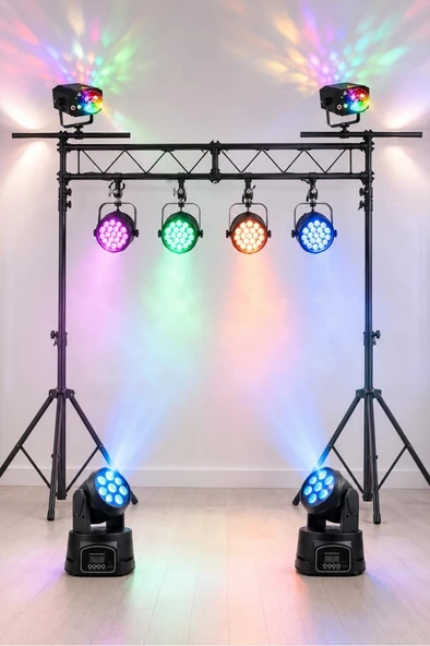 Quenlite Sahne Işık Sistemi Start Paket-3 (Stand Lazer Led Par Robot) ürün görseli 1