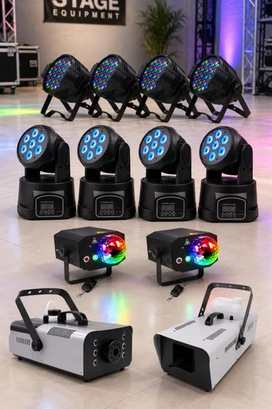 Quenlite Sahne Işık Sistemi Start Paket-5 (Lazer Led Par Robot Sis Kar Makinesi) ürün görseli 1