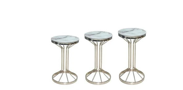 Brc 17542 zigon Bufalo Beyaz Mermer Temper cam Metal Gümüş Renk Kaplama El Yapım ürün görseli 1