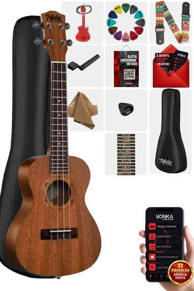 Midex CT-24M Set Maun Concert Ukulele (Nota Sticker Askı Pena) ürün görseli 1