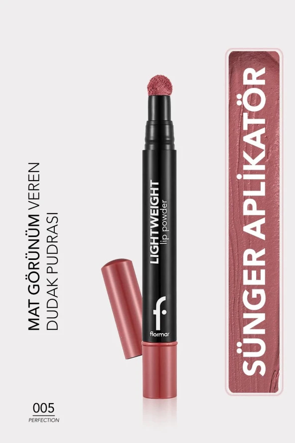 Flormar Hafif Yapılı Mat Dudak Pudrası (Pembe) - Lightweight Lip Powder - 005 Perfection - 8682536007474 ürün görseli 1
