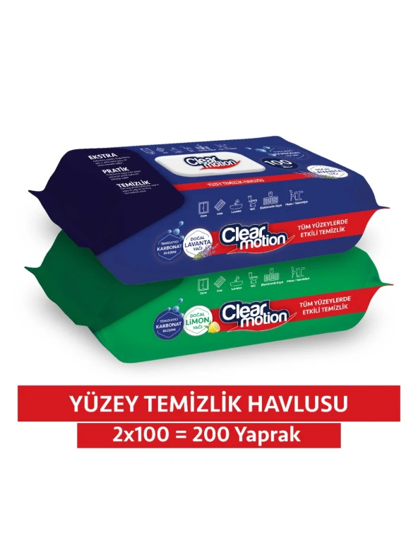 Clearmotion Yüzey Temizlik Havlusu (2x100) 200 Yaprak ürün görseli 1