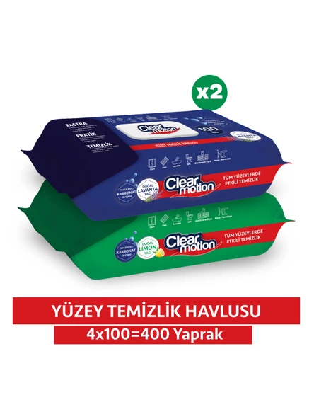 Clearmotion Yüzey Temizlik Havlusu (4x100) 400 Yaprak ürün görseli 1