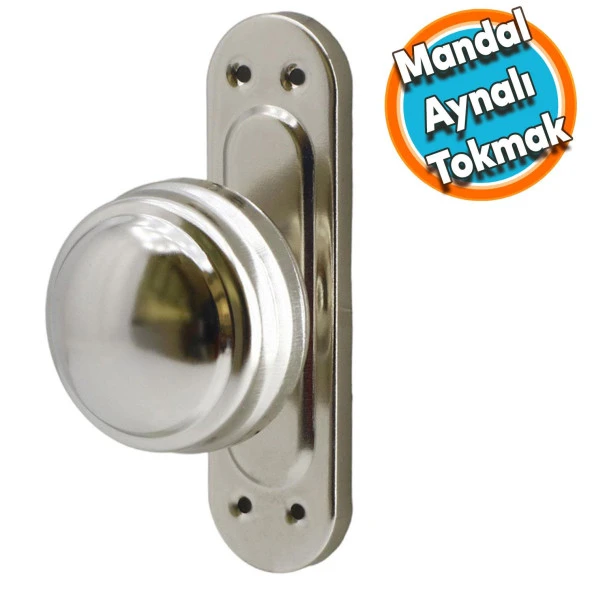Mandal Aynalı Kapı Tokmağı Topuzu Çekme Kolu Metal Tokmak Nikel ürün görseli 1