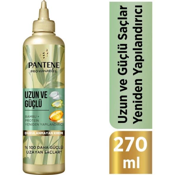 Pantene 7/24 Uzun ve Güçlü Yeniden Yapılandırıcı Durulanmayan Krem, Bambu ve Proteinli 270ml ürün görseli 1