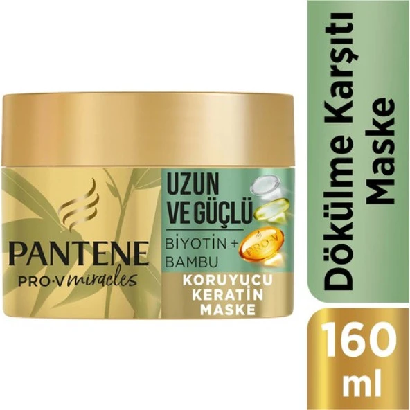 Pantene Uzun ve Güçlü Keratin Koruyucu Dökülme Karşıtı Maske, Bambu ve Biyotinli, 160ml ürün görseli 1