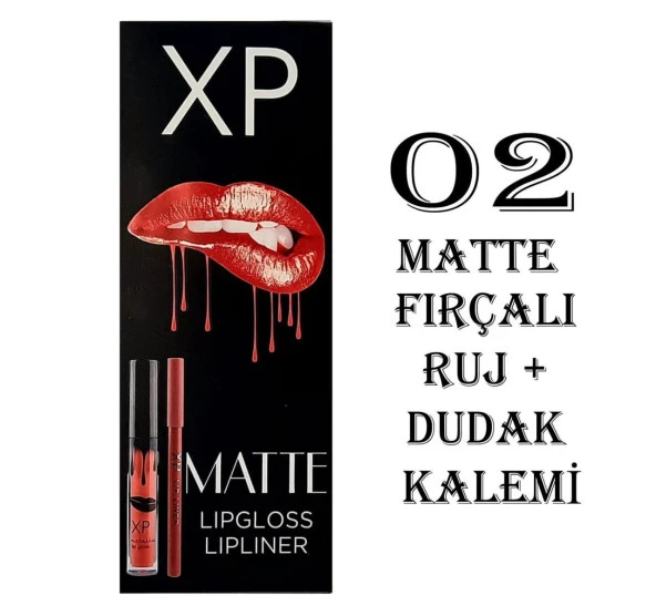 XP Matte Lip Gloss 02 Fırçalı Mat Ruj + Dudak Kalemi ürün görseli 1