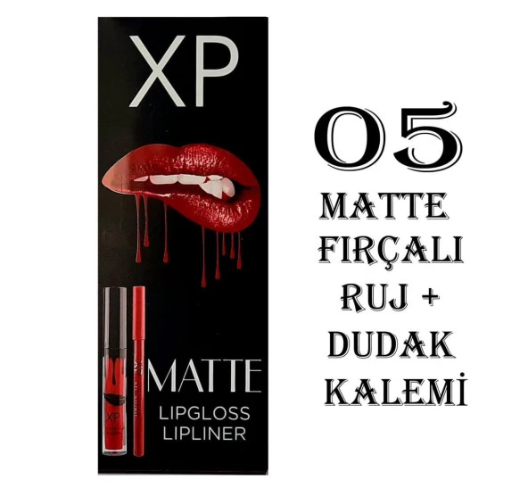 XP Matte Lip Gloss 05 Fırçalı Mat Ruj + Dudak Kalemi ürün görseli 1