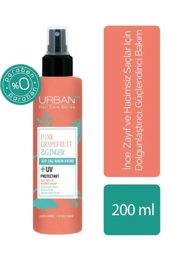 Urban Care Pembe Greyfurt ve Zencefil İçeren Dolgunlaştırıcı Sıvı Saç Bakım Kremi 200 ml ürün görseli 1