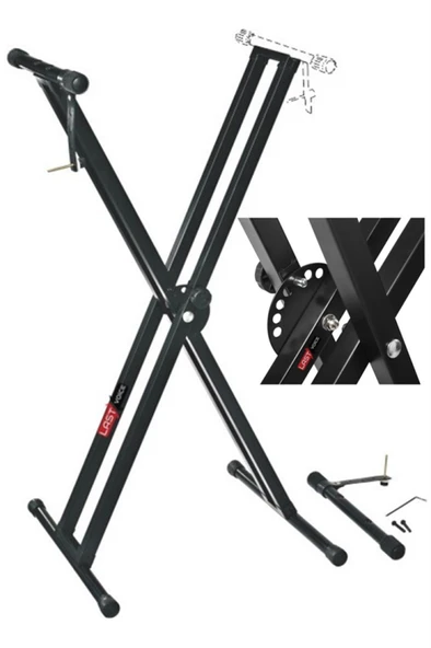 Lastvoice Ks-04D Çift Profilli 7 Kademeli Üst Segment Org Sehpası Standı Ayağı (Sabitleme Kayışlı) ürün görseli 1