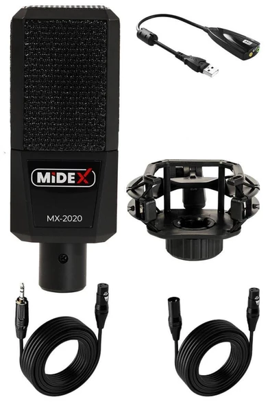 Midex MX-2020 Condenser +48V Stüdyo Ses Kayıt Mikrofonu - Resim 2