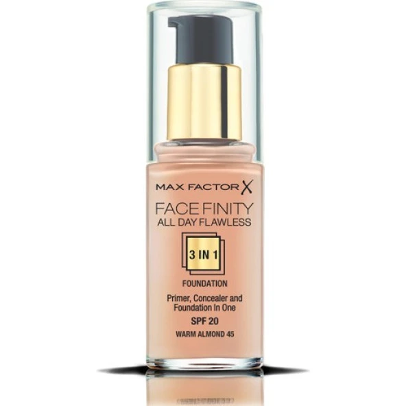 Max Factor Fondöten 45 Warm Almond FaceFinity All Day Flawless 3N 1 ürün görseli 1