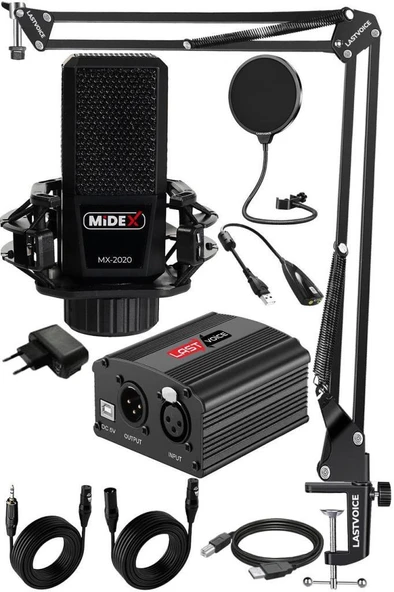 Midex MX-2020 Set Phantom Power Condenser Stüdyo Mikrofon Kayıt Paketi ürün görseli 1