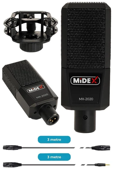 Midex MX-2020 Set Phantom Power Condenser Stüdyo Mikrofon Kayıt Paketi - Resim 5