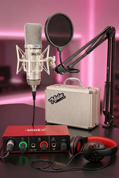 Midex CX1 Mikrofon + GLX-500 PRO Ses Kartı + RS-30 Stereo Kulaklık Kayıt Ekipmanı ürün görseli 1