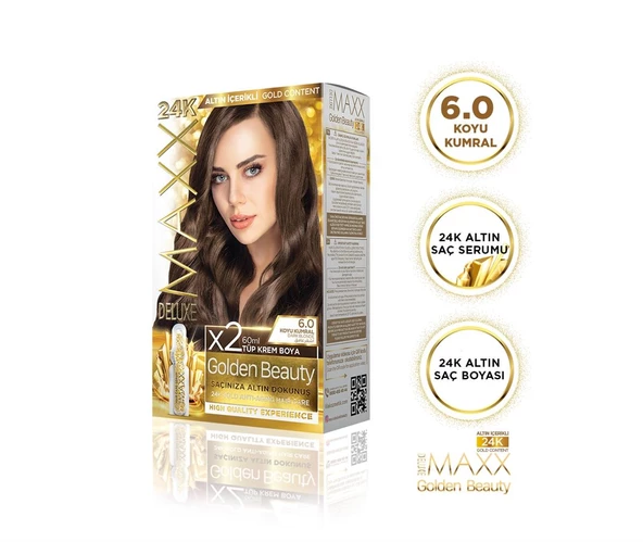 MAXX DELUXE Golden 24K Altın Içerikli Saç Boyası 6.0 Koyu Kumral 2 Boyama ürün görseli 1