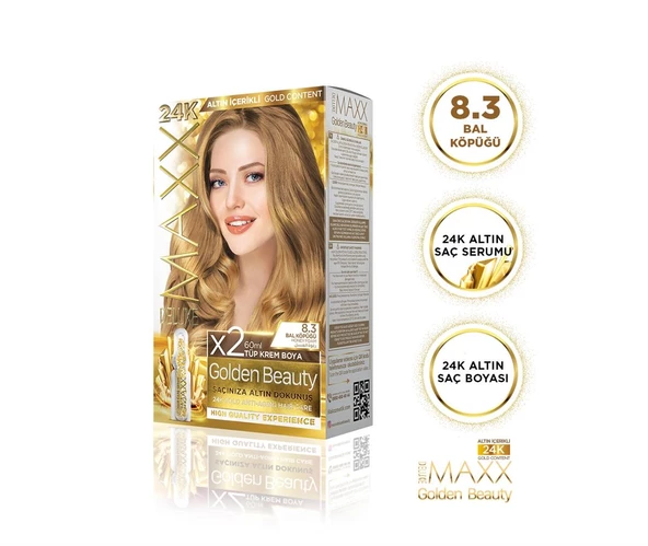 MAXX DELUXE Golden 24K Altın Içerikli Saç Boyası 8.3 Bal Köpüğü 2 Boyama ürün görseli 1