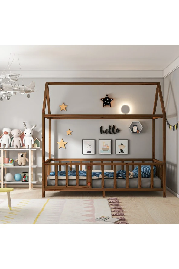 GİVAYO WOOD'STEDDY CEVİZ 120X200 MONTESSORİ YATAK KAPILI ürün görseli 1