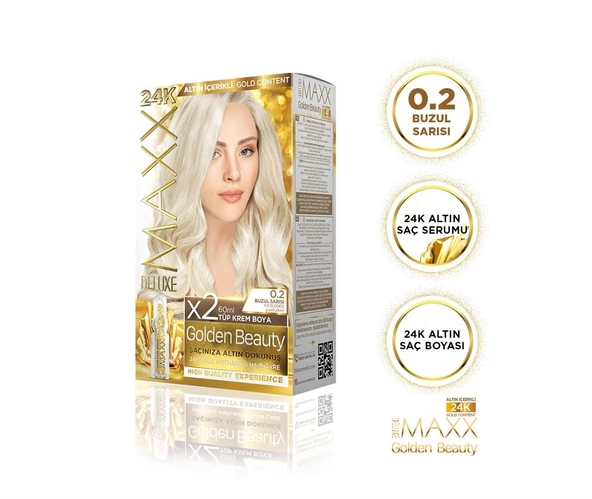 MAXX DELUXE Golden 24K Altın Içerikli Saç Boyası 0.2 Buzul Sarısı 2 Boyama ürün görseli 1