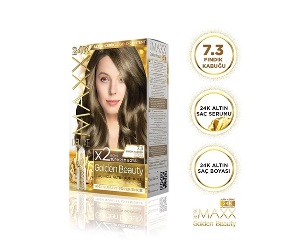 MAXX DELUXE Golden 24K Altın Içerikli Saç Boyası 7.3 Fındık Kabuğu 2 Boyama ürün görseli 1