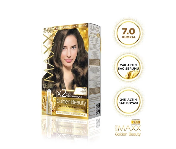 MAXX DELUXE Golden 24K Altın Içerikli Saç Boyası 7.0 Kumral 2 Boyama ürün görseli 1