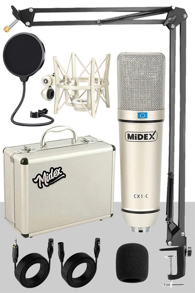 Midex CX1 STA Üst Seviye Condenser Stüdyo Ses Kayıt Mikrofonu Stand Filtre Seti ürün görseli 1