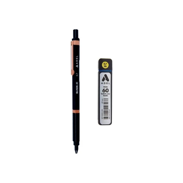 Adel Blackline Metal Gövdeli Versatil Kalem 0.7 Mm SİYAH-ROSE + Prıme 0,7 Uç 60'lı ürün görseli 1
