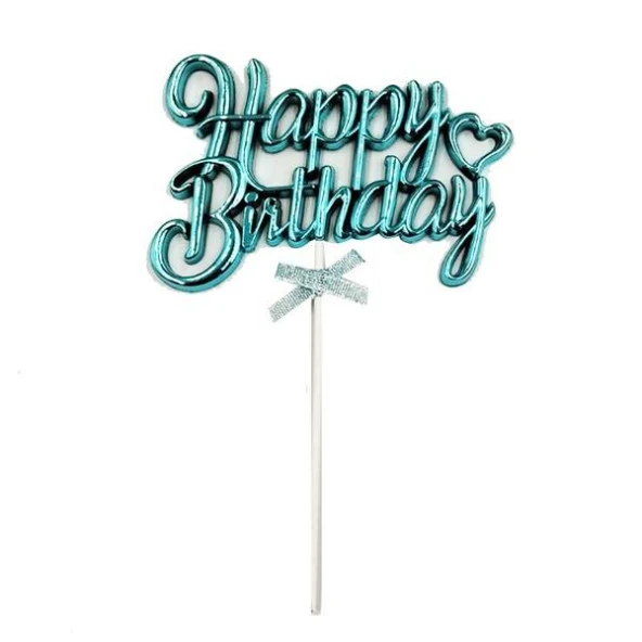 Pasta Üstü Happy Bırthday Krom Mavi ürün görseli 1