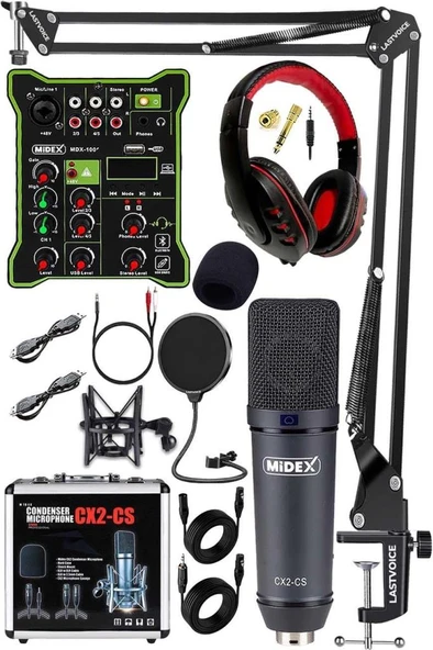 Midex Wizard Paket-1 CX2 Stüdyo Mikrofon MDX-100 Stüdyo Kayıt Mikseri Kulaklık Ekipman Seti ürün görseli 1