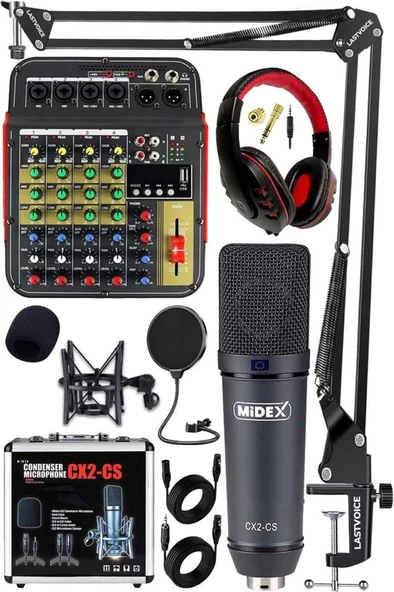 Midex Wizard Paket-2 CX2 Stüdyo Mikrofon MDX-04FXU Stüdyo Kayıt Mikseri Kulaklık Ekipman Seti ürün görseli 1