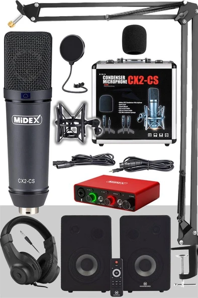 Midex Exclusive Paket-5 Stüdyo Ekipmanları Seti (Monitör Mikrofon Ses Kartı Kulaklık) ürün görseli 1