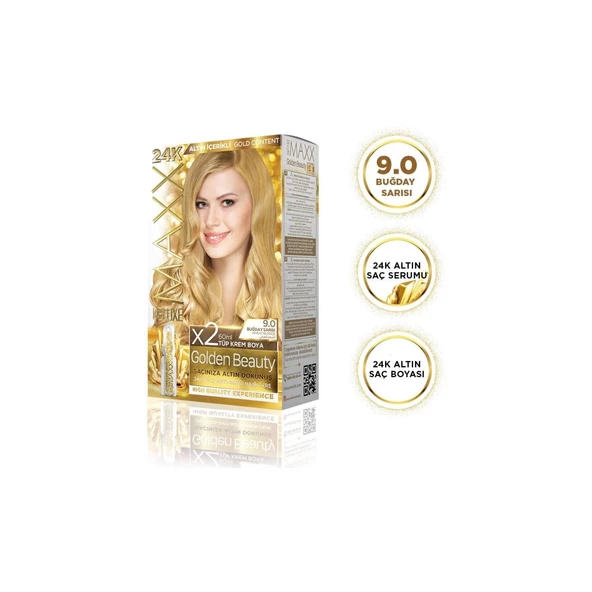 MAXX DELUXE Golden 24K Altın Içerikli Saç Boyası 9.0 Buğday Sarısı 2 Boyama ürün görseli 1