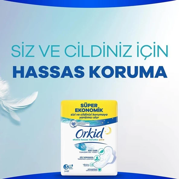 Orkid Extra Hassas Koruma Dörtlü Hijyenik Ped Gece 14'Lü (Boy 3) ürün görseli 1