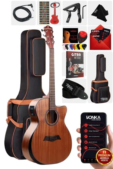 Maxword M450-EQ Profesyonel Masif Ağaç Elektro Akustik Gitar Seti 4/4 Yetişkin Seri üst Segment ürün görseli 1