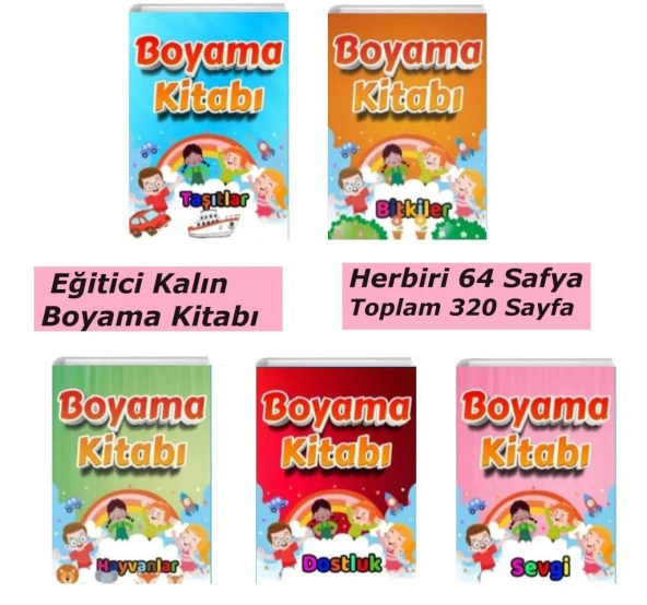 Eğitici Kalın Boyama Kitabı Seti 320 Sayfa (5 Kitap) ürün görseli 1